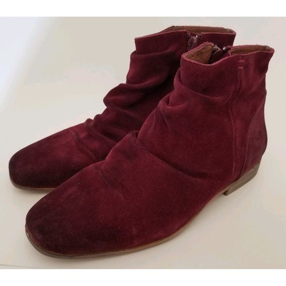 Jeffrey Campbell Speir Ruched Luxe Wine Suede Slouchy Ankle Boots Size 7.5 - Picture 2 of 7